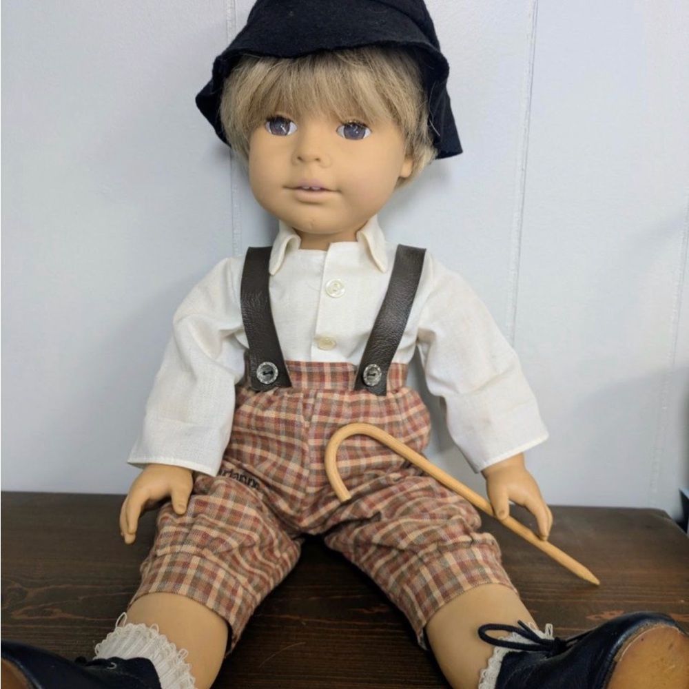 Classic Plaid Outfit Doll with Black Hat Marianne gotz